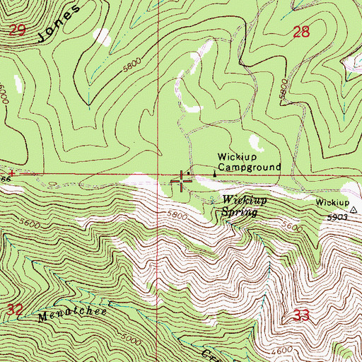 Topographic Map of Wickiup Campground, WA