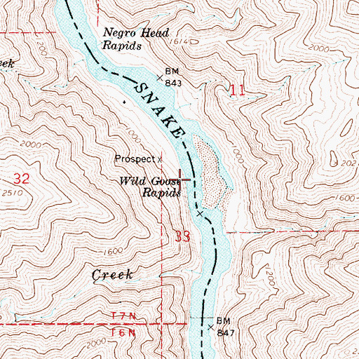 Topographic Map of Wild Goose Rapids, WA