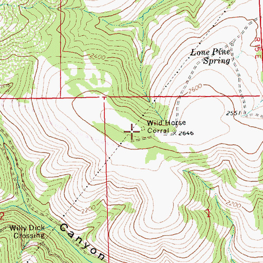 Topographic Map of Wild Horse Corral, WA