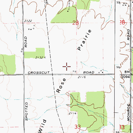 Topographic Map of Wild Rose Prairie, WA