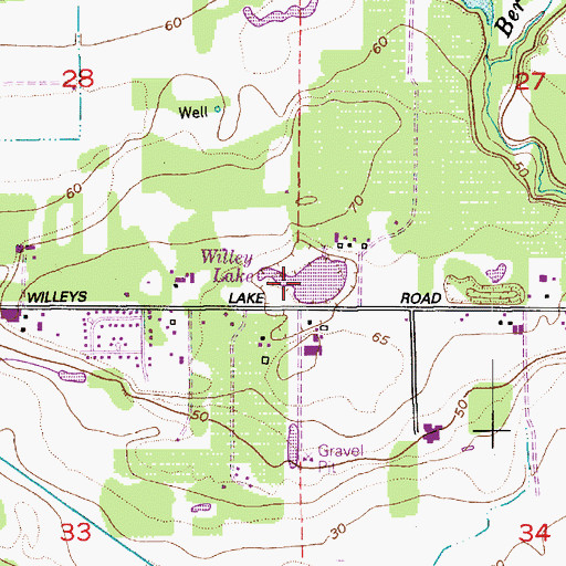 Topographic Map of Willey Lake, WA