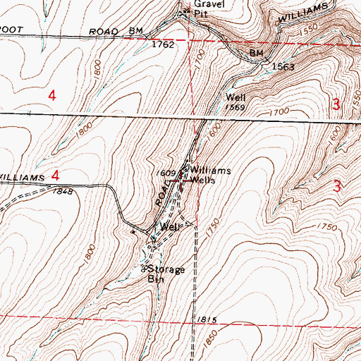 Topographic Map of Williams Wells, WA