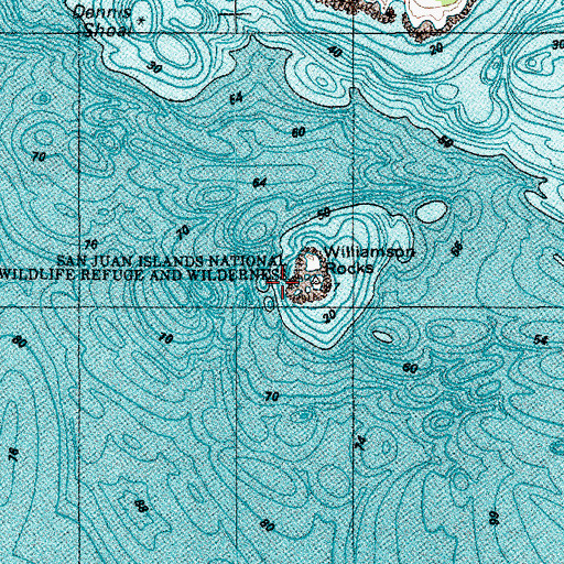 Topographic Map of Williamson Rocks, WA