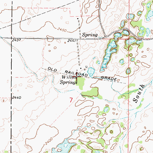 Topographic Map of Willon Springs, WA