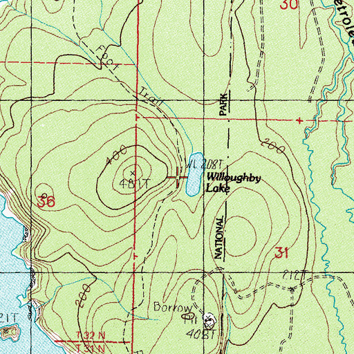 Topographic Map of Willoughby Lake, WA