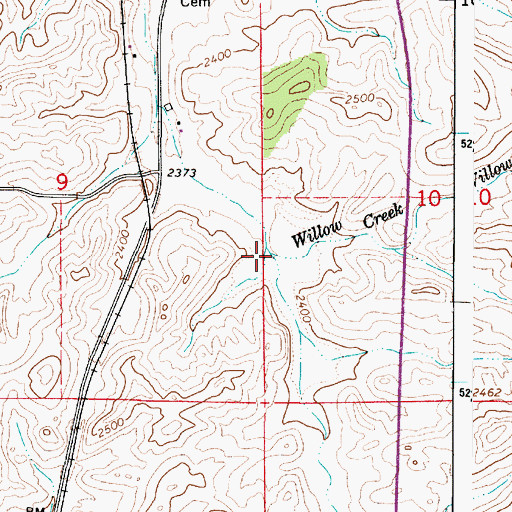 Topographic Map of Willow Creek, WA