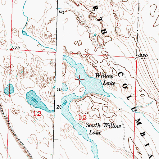 Topographic Map of Willow Lake, WA