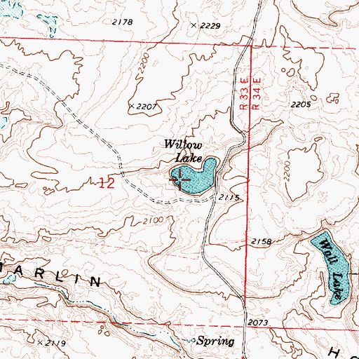 Topographic Map of Willow Lake, WA