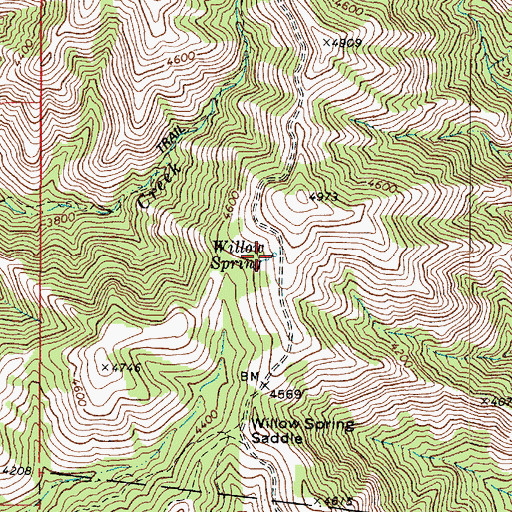 Topographic Map of Willow Spring, WA