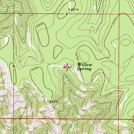 Topographic Map of Willow Spring, WA