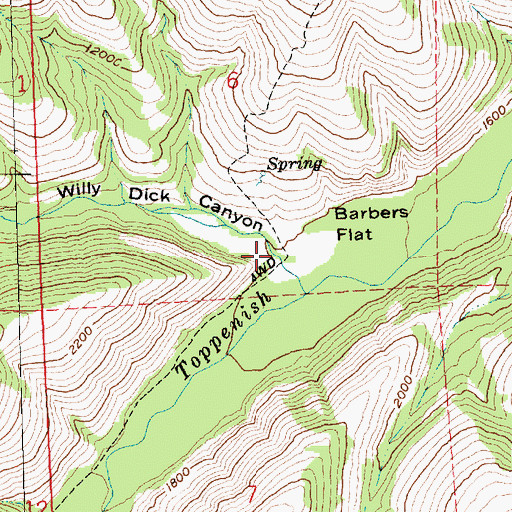 Topographic Map of Willy Dick Canyon, WA