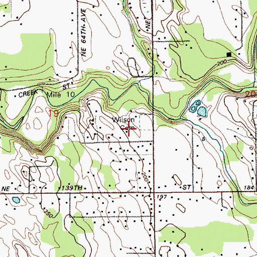 Topographic Map of Wilson Bridge Cemetery, WA