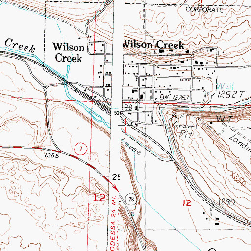 Topographic Map of Wilson Creek, WA