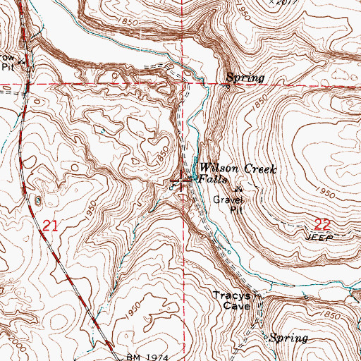 Topographic Map of Wilson Creek Falls, WA