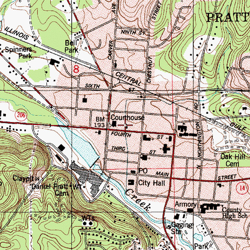 Topographic Map of Ward African Methodist Episcopal Chapel, AL