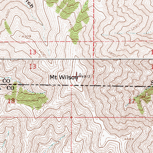Topographic Map of Mount Wilson, WA