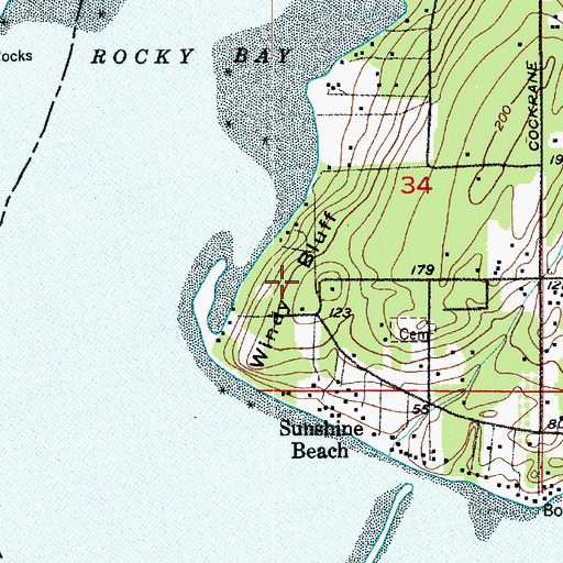 Topographic Map of Windy Bluff, WA