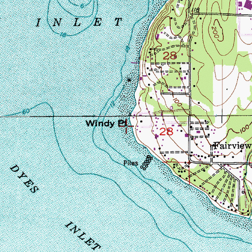 Topographic Map of Windy Point, WA