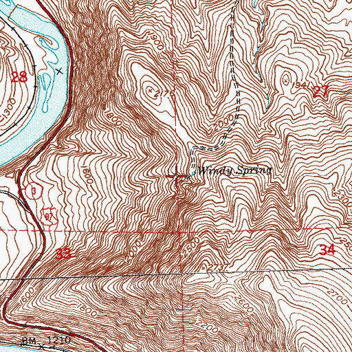 Topographic Map of Windy Spring, WA