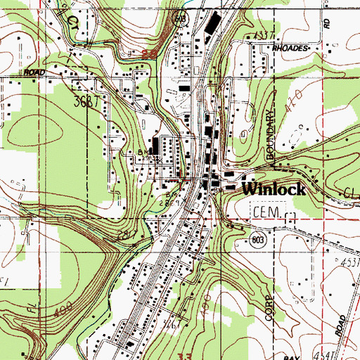 Topographic Map of Winlock, WA