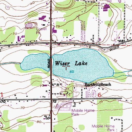 Topographic Map of Wiser Lake, WA
