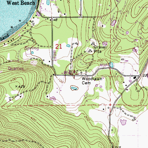 Topographic Map of Woodlawn Cemetery, WA