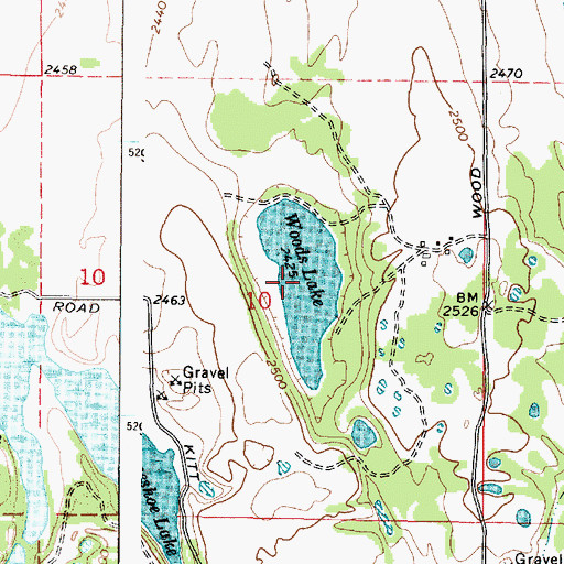 Topographic Map of Woods Lake, WA