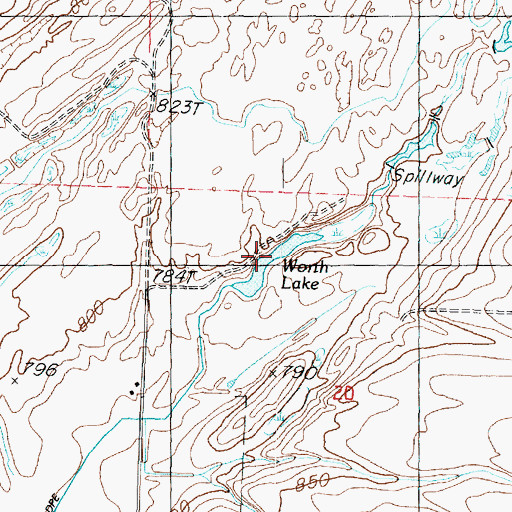 Topographic Map of Worth Lake, WA