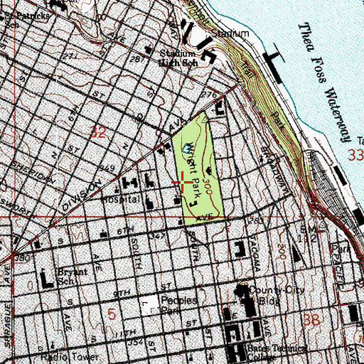Topographic Map of Wright Park, WA