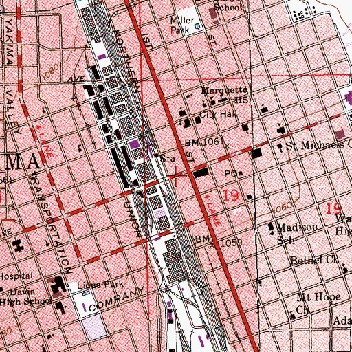 Topographic Map of Yakima, WA