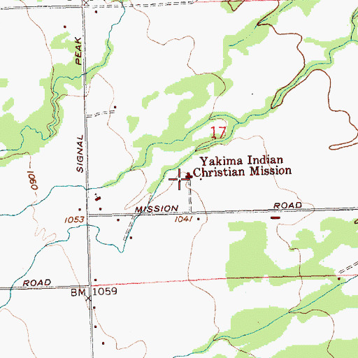 Topographic Map of Yakima Indian Christian Mission, WA
