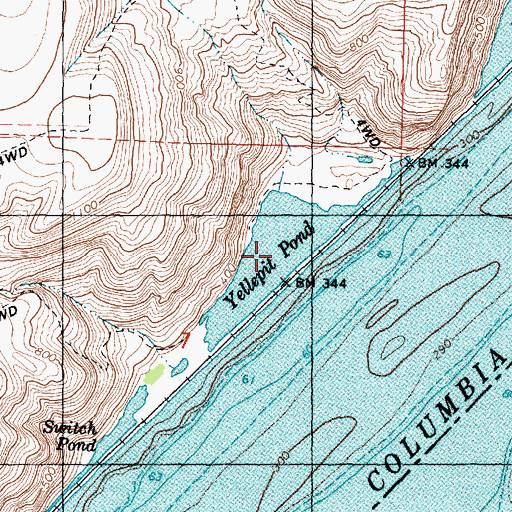 Topographic Map of Yellepit Pond, WA