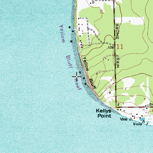 Topographic Map of Yellow Bluff, WA