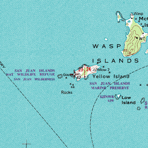 Topographic Map of Yellow Island, WA