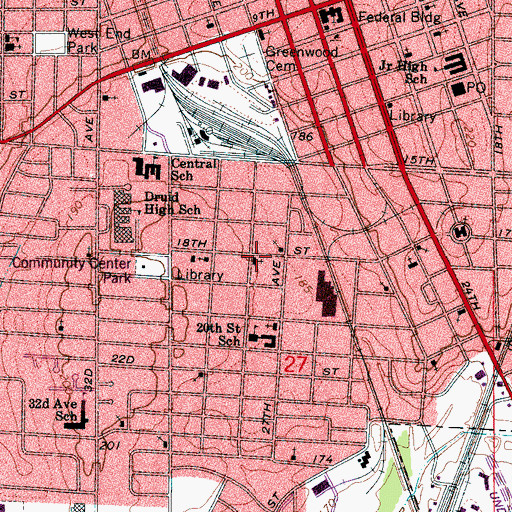 Topographic Map of Saint Marks African Methodist Episcopal Church, AL