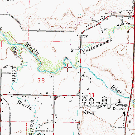 Topographic Map of Yellowhawk Creek, WA