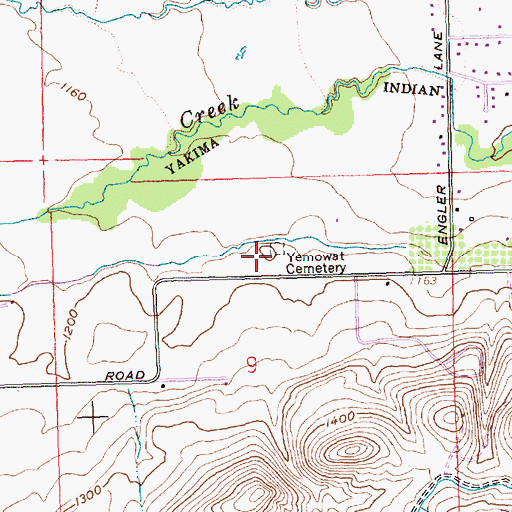 Topographic Map of Yemowat Cemetery, WA