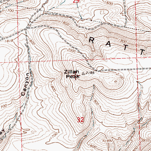 Topographic Map of Zillah Peak, WA