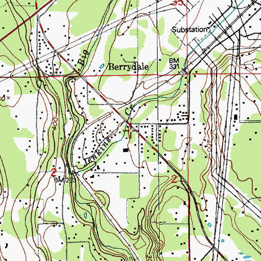Topographic Map of Berrydale, WA