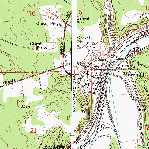 Topographic Map of Marshall, WA