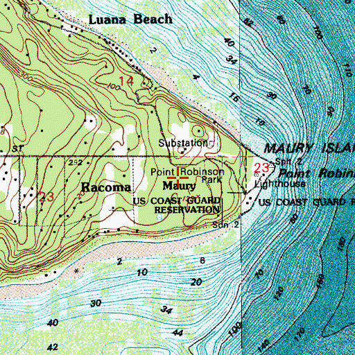 Topographic Map of Maury, WA