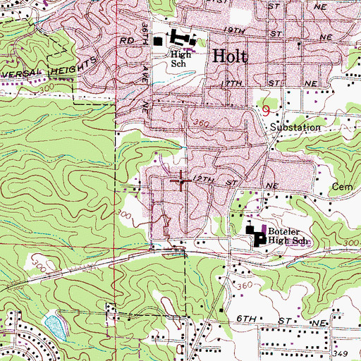 Topographic Map of Weeping Mary African Methodist Episcopal Zion Church, AL