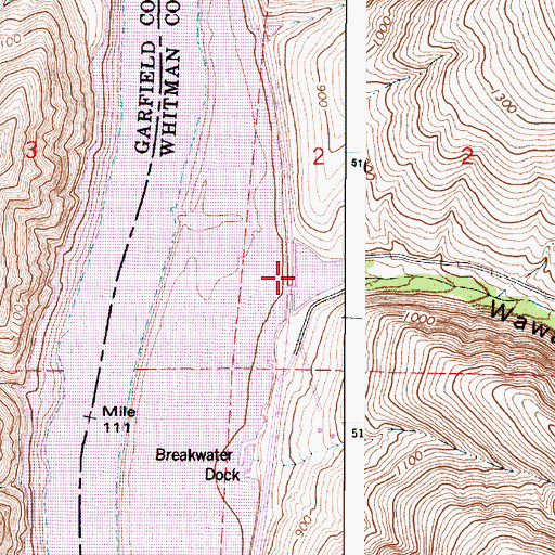 Topographic Map of Wawawai Bay, WA