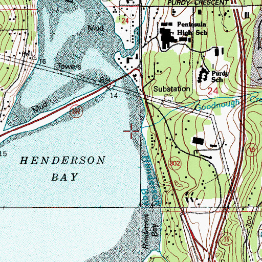 Topographic Map of Goodnough Creek, WA