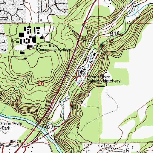 Topographic Map of Green River State Salmon Hatchery, WA
