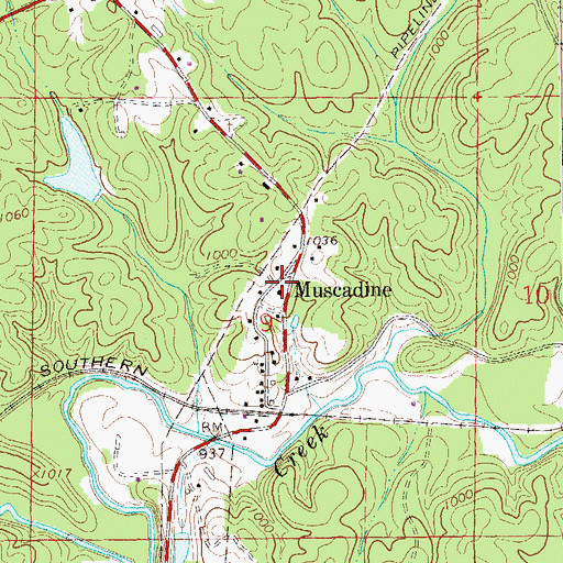 Topographic Map of Muscadine Church, AL
