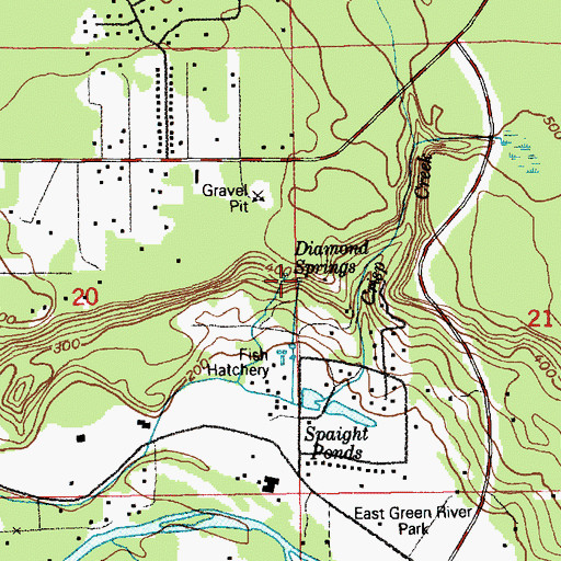 Topographic Map of Diamond Springs, WA