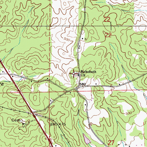 Topographic Map of Rehobeth Cemetery, AL