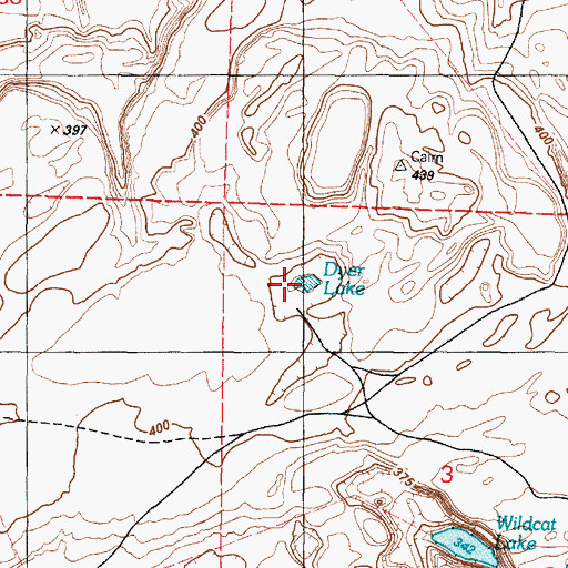 Topographic Map of Dyer Lake, WA