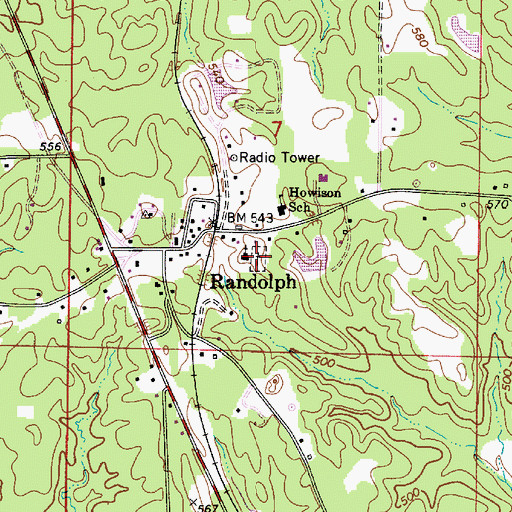 Topographic Map of Randolph Cemetery, AL